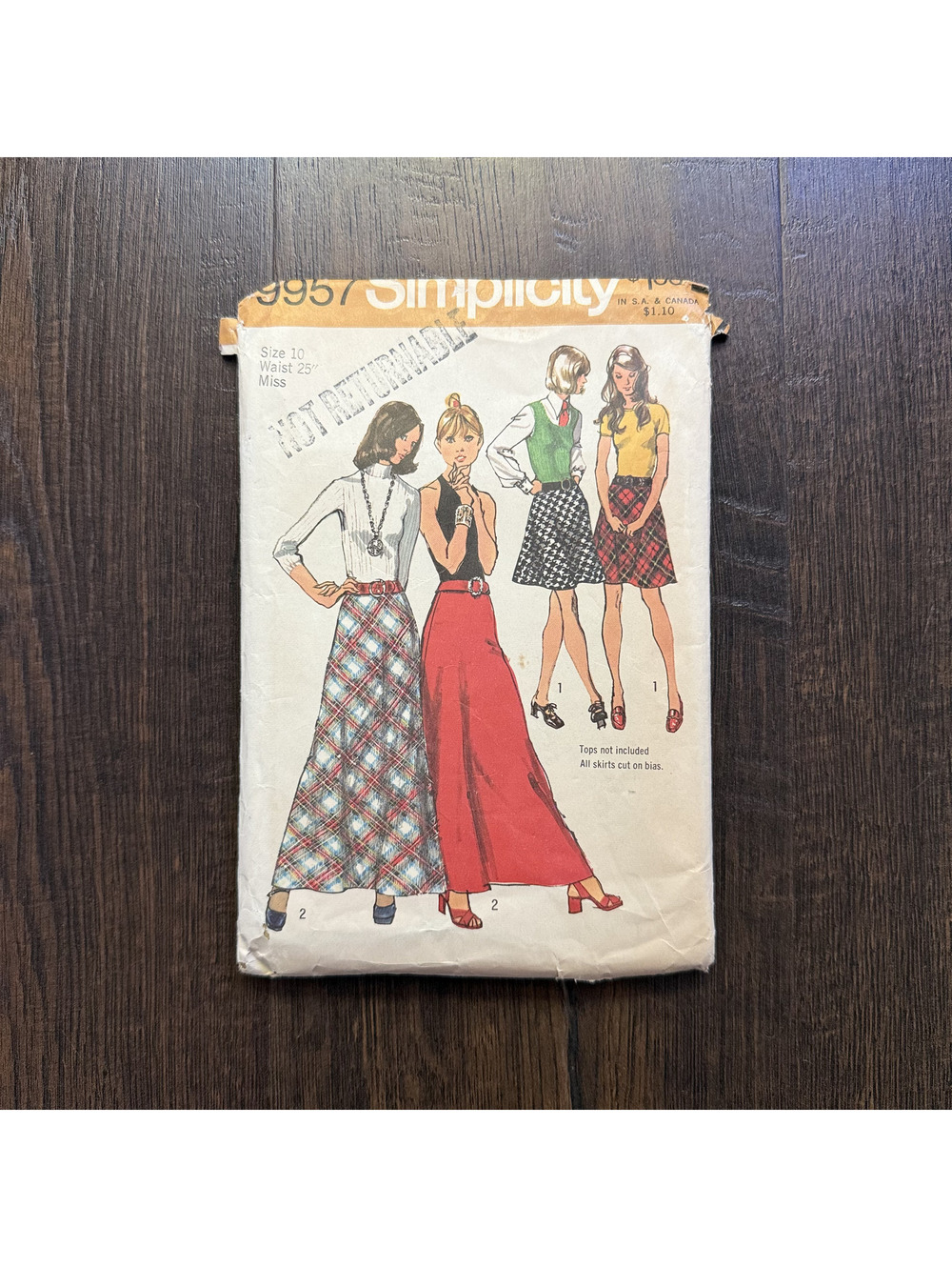 Vintage 1972 Simplicity 9957 Sewing Pattern Bias Mini Maxi Skirt Sz 10 Waist 25